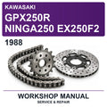 1988 Kawasaki GPX250R NINGA250 EX250F2 Workshop Service & Repair Manual