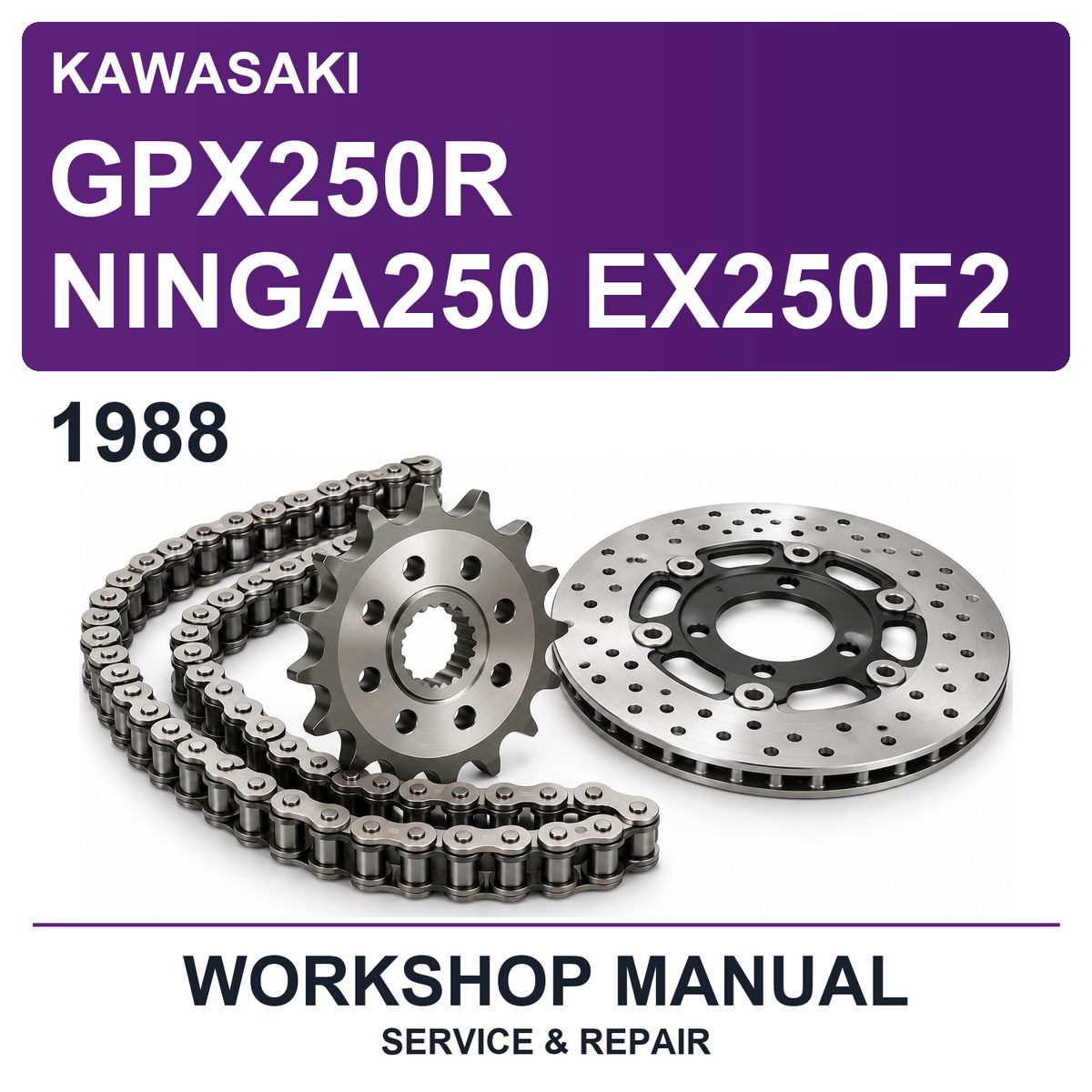 1988 Kawasaki GPX250R NINGA250 EX250F2 Workshop Service & Repair Manual