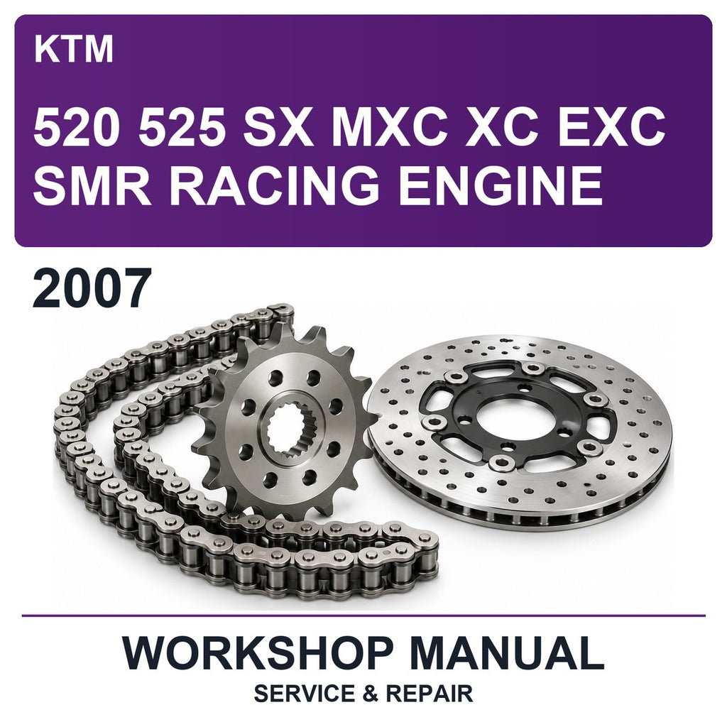2007 KTM 520 525 SX MXC XC EXC SMR Racing Engine Workshop Service & Repair Manual