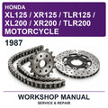 1987 Honda XL125 / XR125 / TLR125 / XL200 / XR200 / TLR200 Motorcycle Workshop Service & Repair Manual