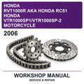 2006 Honda RVT1000R Aka Honda RC51 Honda VTR1000SP1/VTR1000SP-2 Motorcycle Workshop Service & Repair Manual