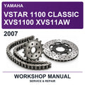 2007 Yamaha Vstar 1100 Classic XVS1100 XVS11AW Workshop Service & Repair Manual