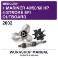 2002 Mercury + Mariner 40/50/60 HP 4-Stroke EFI Outboard Workshop Service & Repair Manual