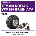 2008 Yamaha YFM400 Kodiak YFM350 Bruin ATV Workshop Service & Repair Manual