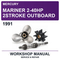 1991 Mercury Mariner 2-40HP 2STROKE Outboard Workshop Service & Repair Manual