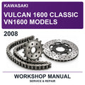 2008 Kawasaki Vulcan 1600 Classic VN1600 Models Workshop Service & Repair Manual