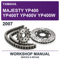 2007 Yamaha Majesty YP400 YP400T YP400V YP400W Workshop Service & Repair Manual