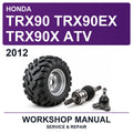 2012 Honda TRX90 TRX90EX TRX90X ATV Workshop Service & Repair Manual