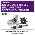 1996 Yamaha 20D 20U 20U2 25N 25U 25U2 20HP 25HP 2-Stroke Outboard Workshop Service & Repair Manual