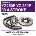 2009 Yamaha YZ250F YZ 250F 09 4-Stroke Workshop Service & Repair Manual