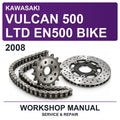 2008 Kawasaki Vulcan 500 LTD EN500 Bike Workshop Service & Repair Manual