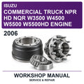 2006 Isuzu Commercial Truck Npr Hd Nqr W3500 W4500 W5500 W5500HD Engine Workshop Service & Repair Manual