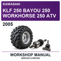 2005 Kawasaki KLF 250 Bayou 250 Workhorse 250 ATV Workshop Service & Repair Manual