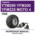 1986 Yamaha YTM200 YFM200 YFM225 Moto 4 Workshop Service & Repair Manual